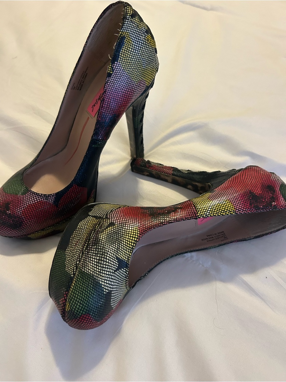 Betsey Johnson Multicolor Floral Mesh Pumps